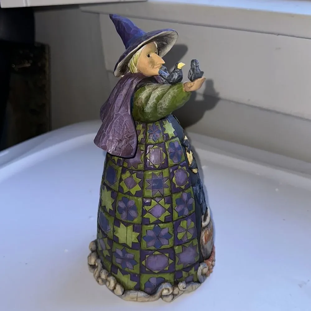New in box 2004 Jim Shore Black Bird Stew Witch with Black Birds Figurine‎
